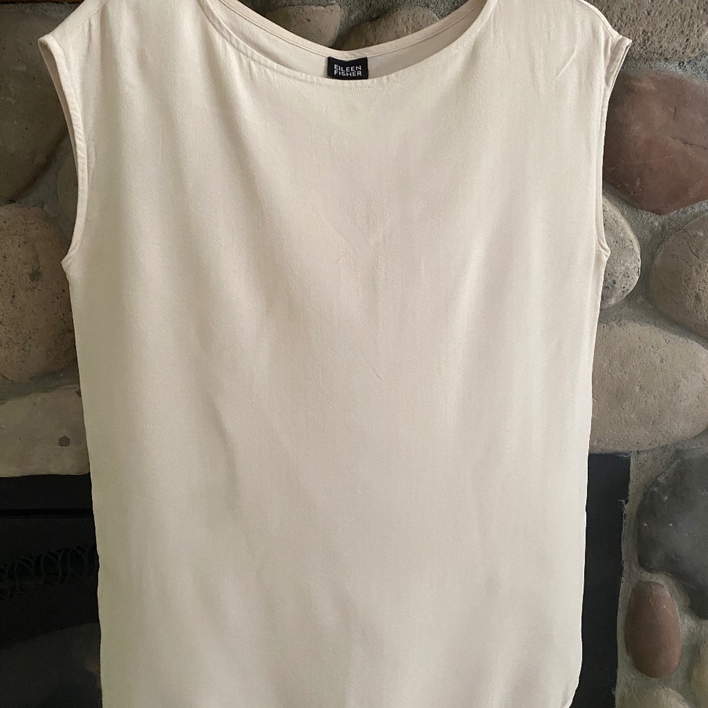 Eileen Fisher Tunic, Cream/Beige, size XS. silk